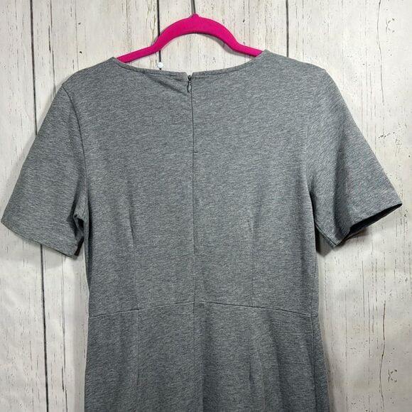 J Crew Womens Gray A Line Short Sleeves Knit Cotton Summer Minimalist Dress - Picture 13 of 15